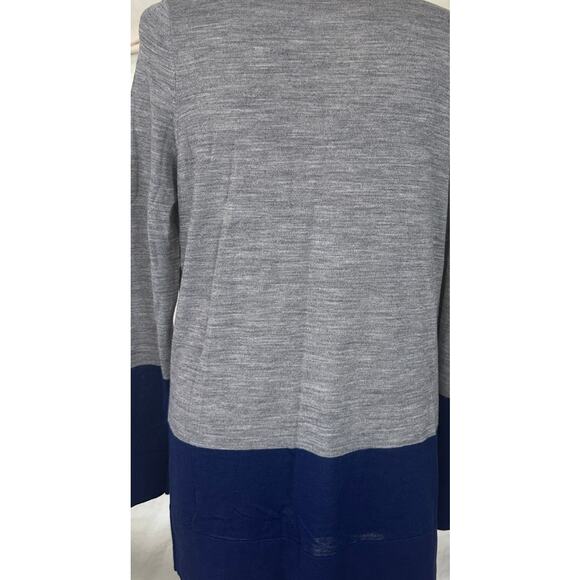 Ann Taylor LOFT Womens Large Blue Gray Long Cardigan Open Front Sweater - Picture 7 of 8